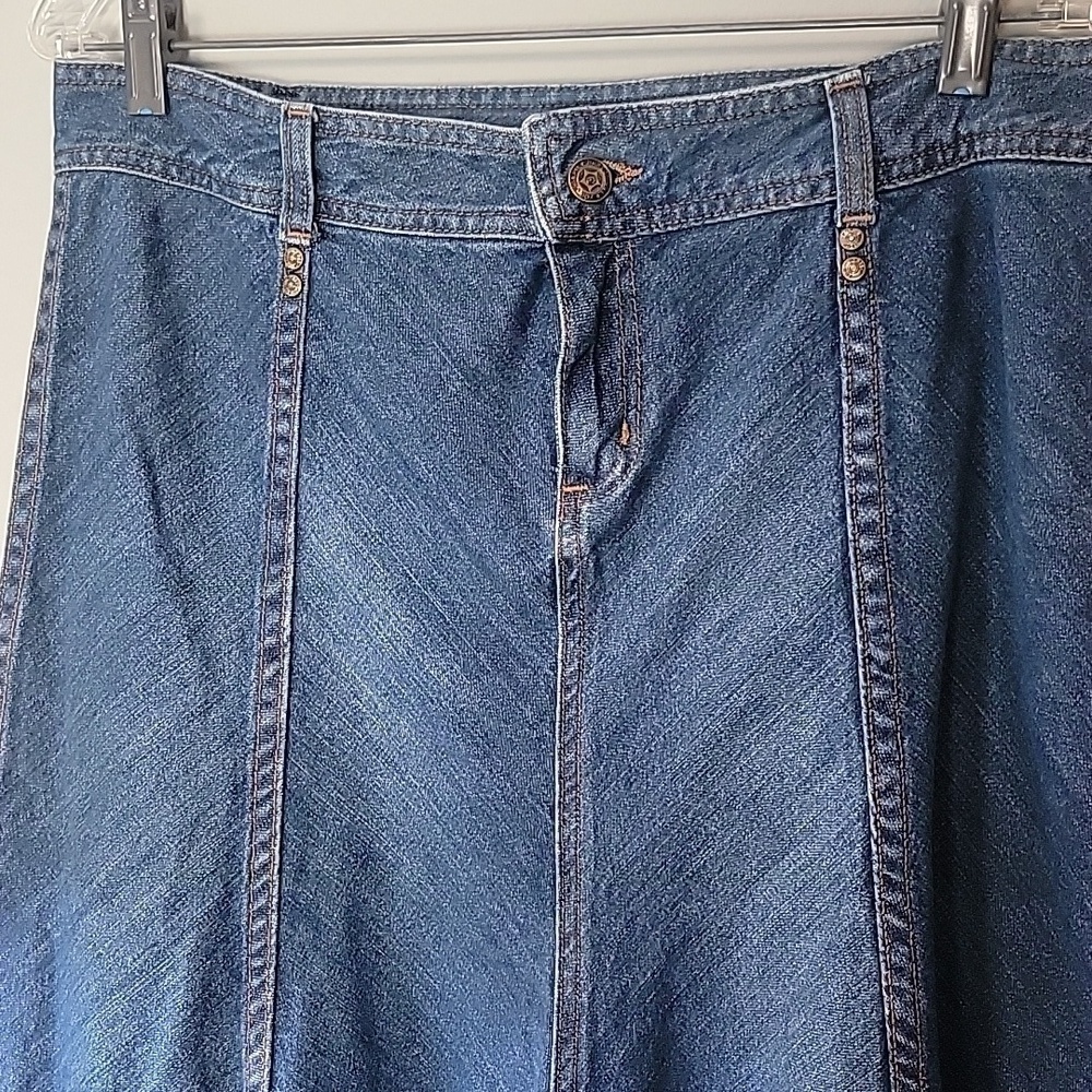 FOR JOSEPH MIDI length Mermaid cut flare denim skirt - Picture 2 of 6